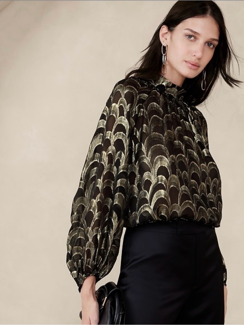 FINK Vintage 1980s black and bronze Blouse